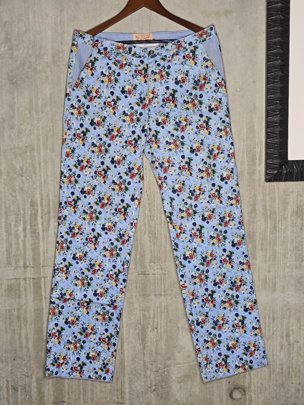 Hawke & Dumar Floral Print Light Blue Women's Pants Size L